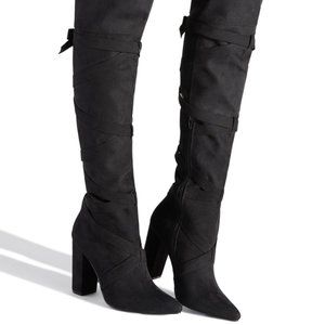 Black Thigh High Boots Wide Calf - Monet size 9 by Shoedazzle
